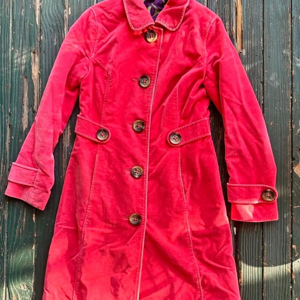 Pink velvety soft trench coat